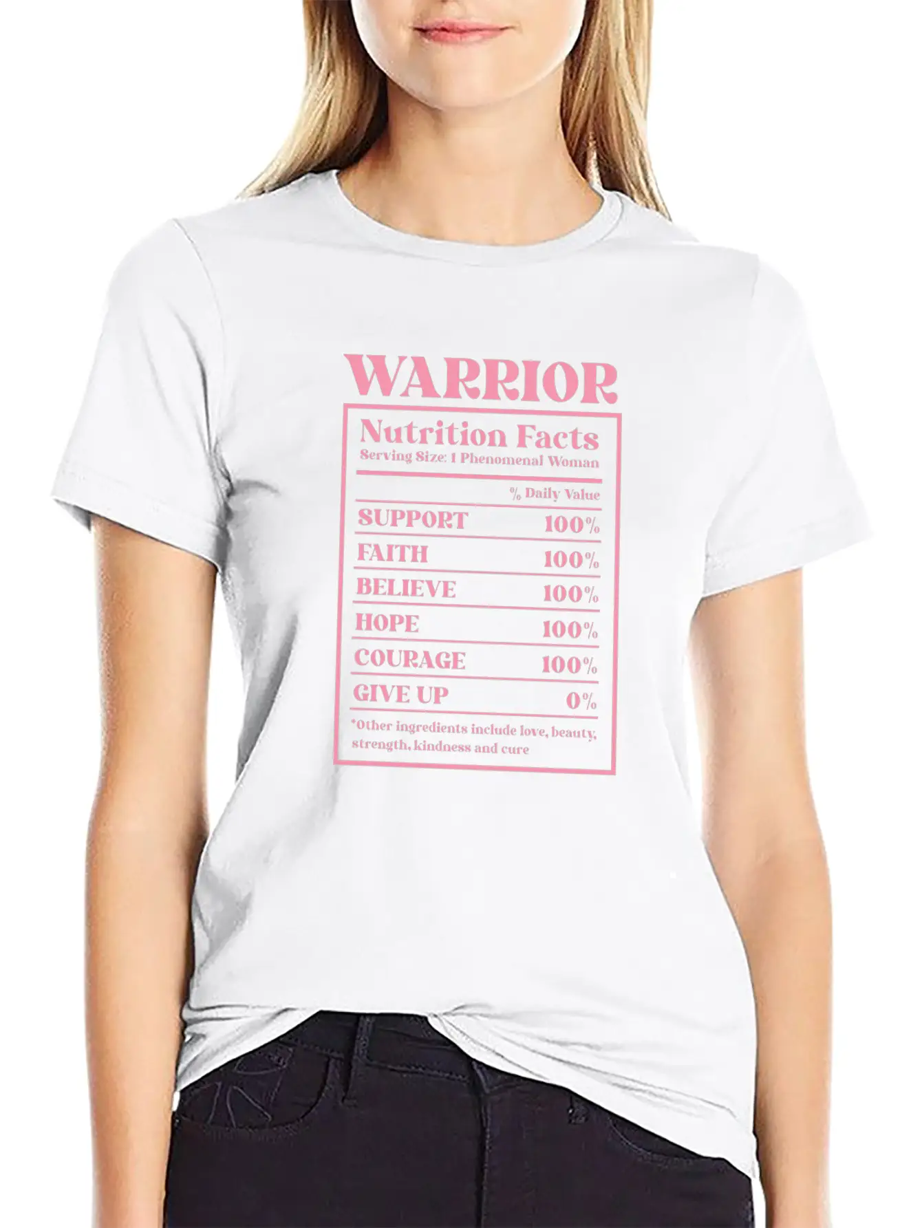 Breast Cancer Awareness Warrior Nutrition Facts Unisex Short Sleeve Soft Cotton T-Shirt – Casual Everyday Wear