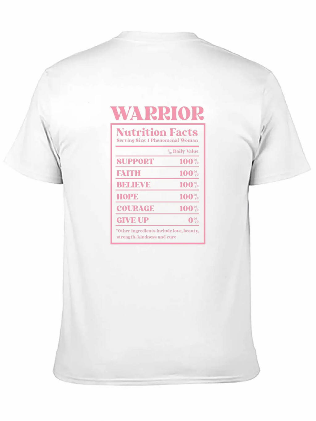 Breast Cancer Awareness Warrior Nutrition Facts Unisex Short Sleeve Soft Cotton T-Shirt – Casual Everyday Wear