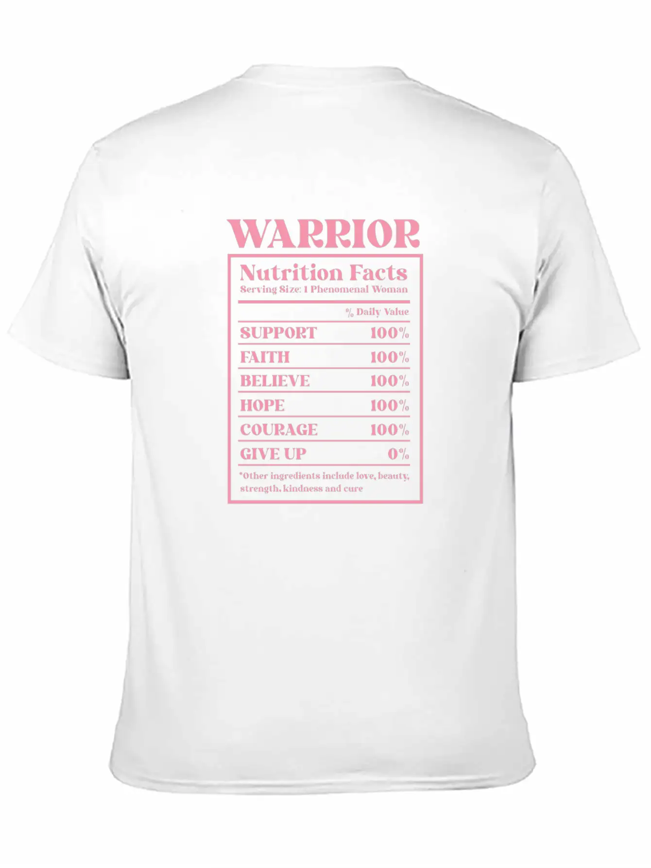 Breast Cancer Awareness Warrior Nutrition Facts Unisex Short Sleeve Soft Cotton T-Shirt – Casual Everyday Wear