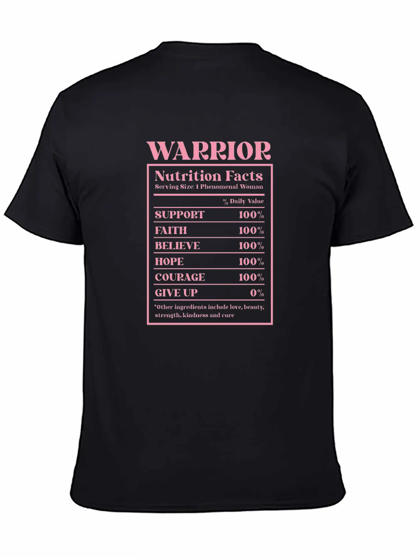 Breast Cancer Awareness Warrior Nutrition Facts Unisex Short Sleeve Soft Cotton T-Shirt – Casual Everyday Wear