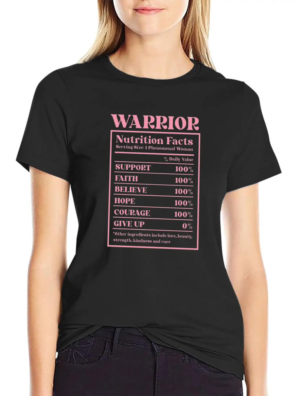 Breast Cancer Awareness Warrior Nutrition Facts Unisex Short Sleeve Soft Cotton T-Shirt – Casual Everyday Wear