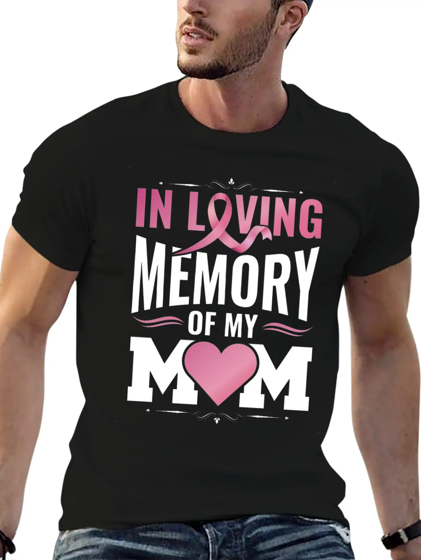 Breast Cancer Remembering Mom Cancer Awareness Unisex Short Sleeve Soft Cotton T-Shirt – Casual Everyday Wear