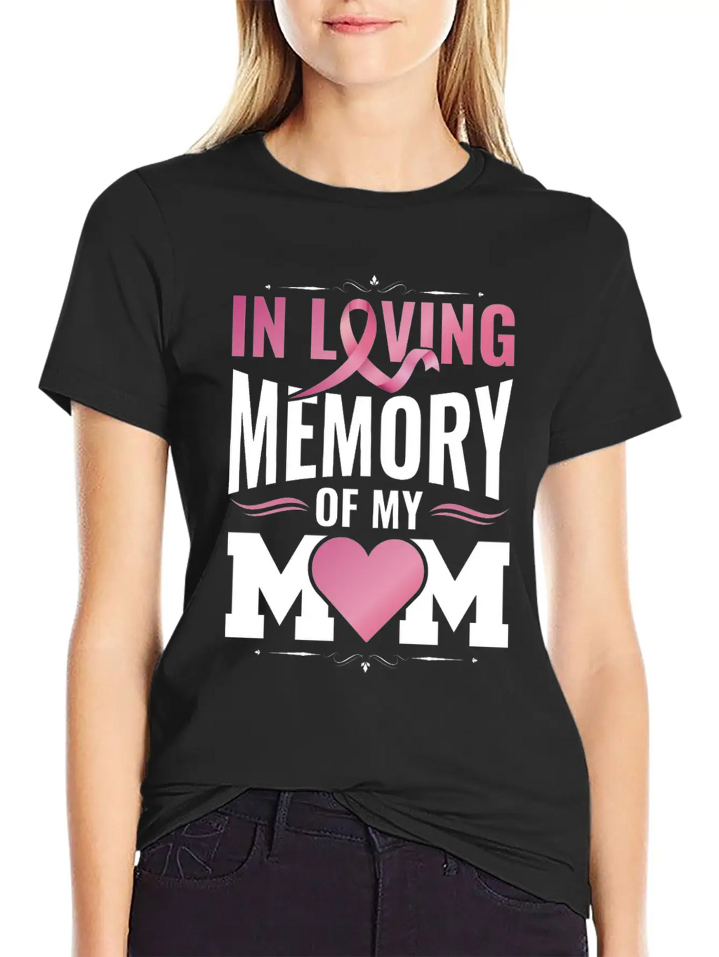 Breast Cancer Remembering Mom Cancer Awareness Unisex Short Sleeve Soft Cotton T-Shirt – Casual Everyday Wear