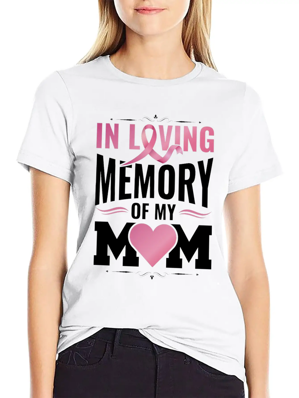 Breast Cancer Remembering Mom Cancer Awareness Unisex Short Sleeve Soft Cotton T-Shirt – Casual Everyday Wear