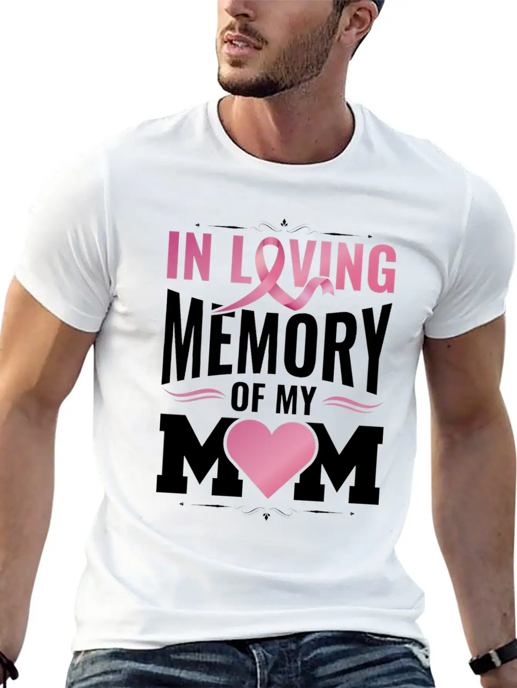 Breast Cancer Remembering Mom Cancer Awareness Unisex Short Sleeve Soft Cotton T-Shirt – Casual Everyday Wear