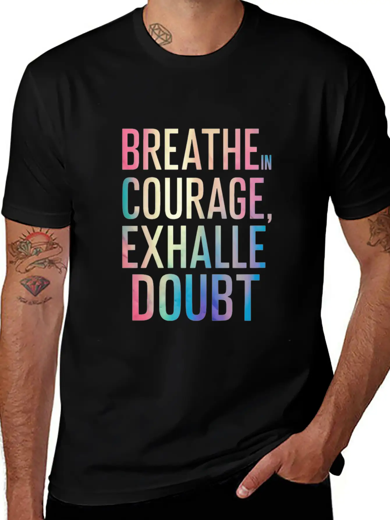 Breathe In Courage Exhale Doubt Essential Cotton Tee For Daily Outfits – Unisex Style