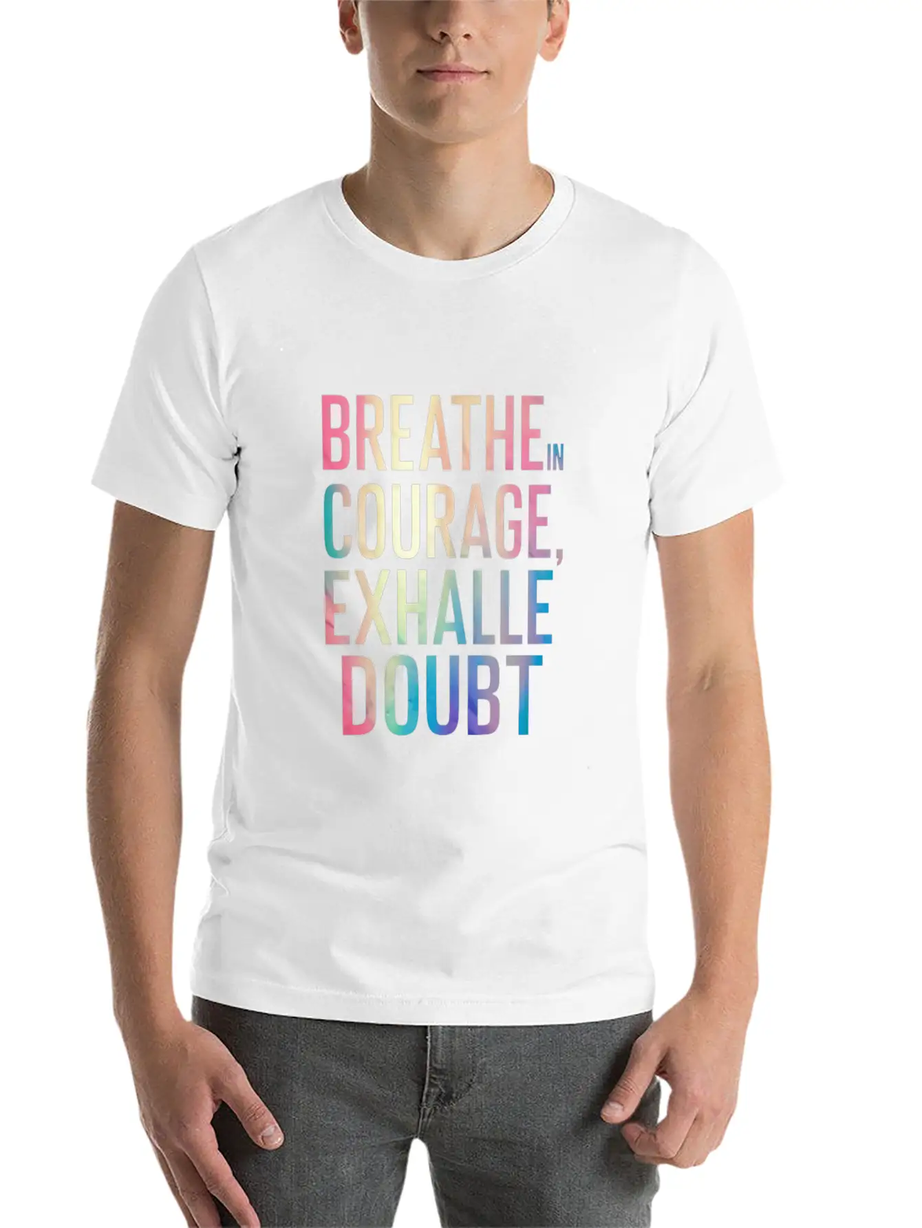 Breathe In Courage Exhale Doubt Essential Cotton Tee For Daily Outfits – Unisex Style
