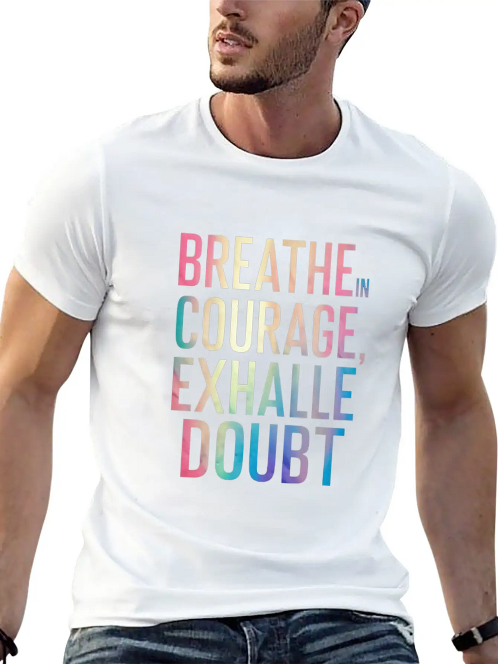 Breathe In Courage Exhale Doubt Essential Cotton Tee For Daily Outfits – Unisex Style