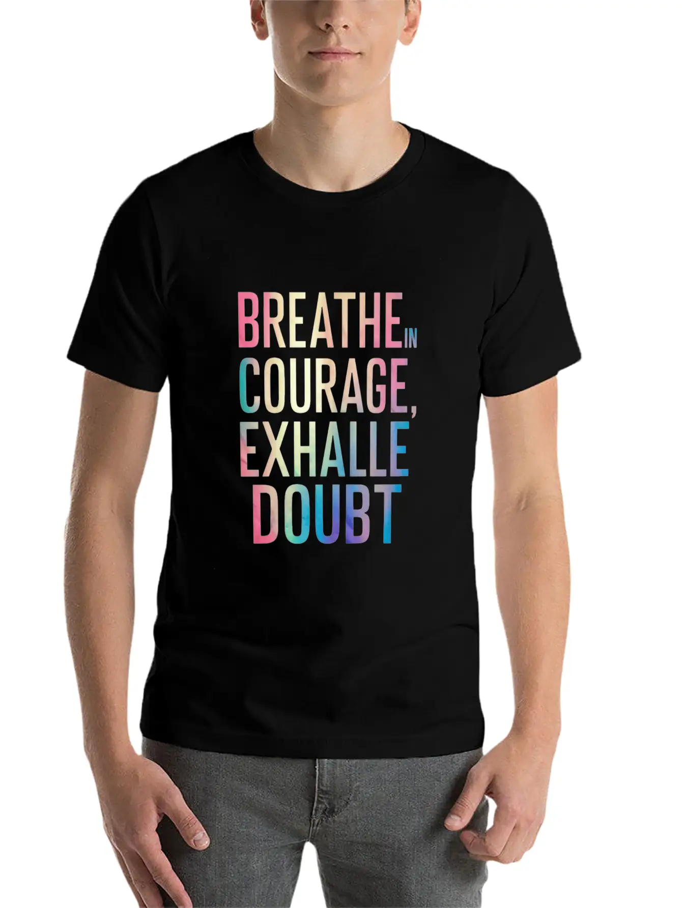 Breathe In Courage Exhale Doubt Essential Cotton Tee For Daily Outfits – Unisex Style