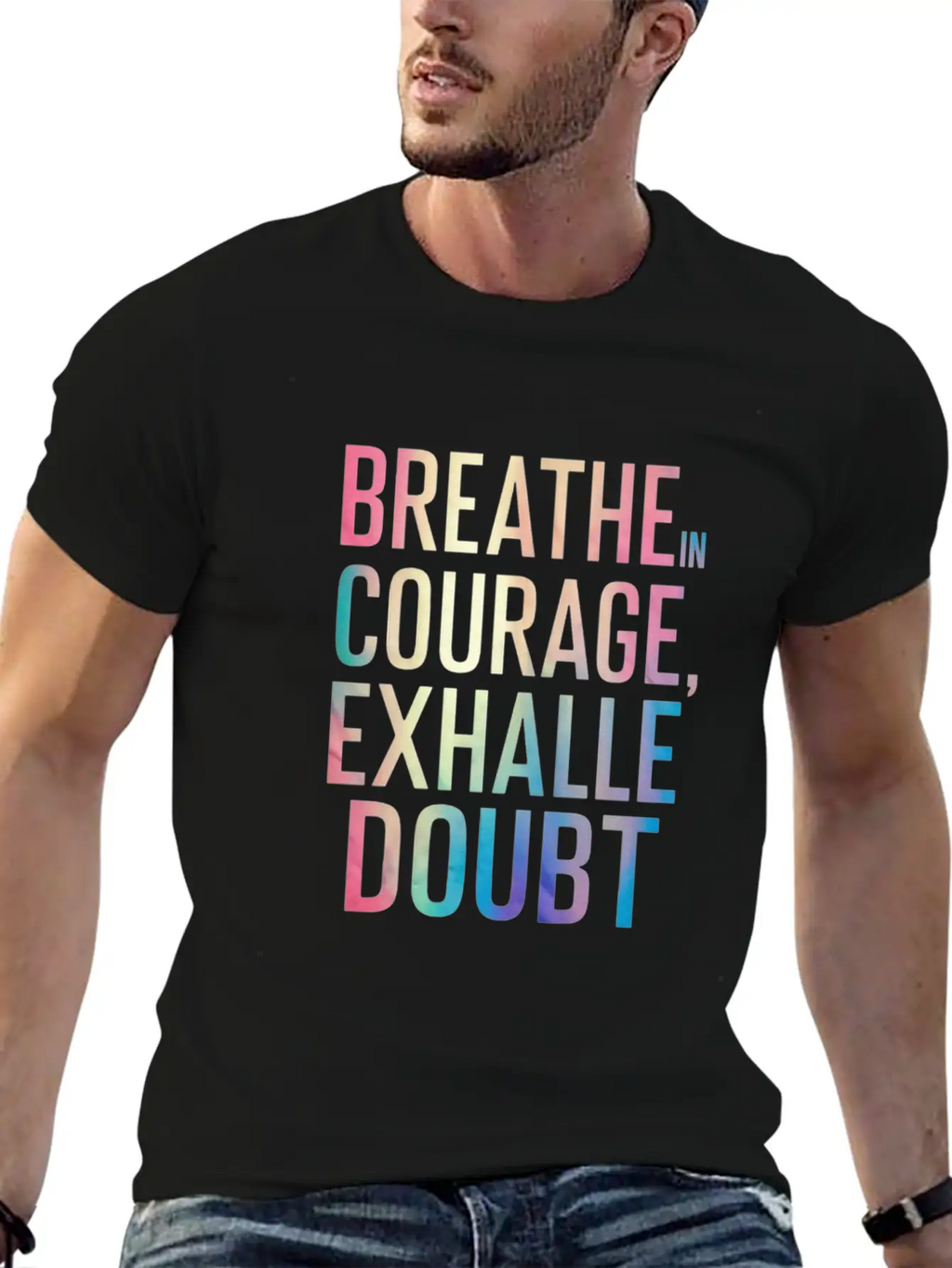 Breathe In Courage Exhale Doubt Essential Cotton Tee For Daily Outfits – Unisex Style