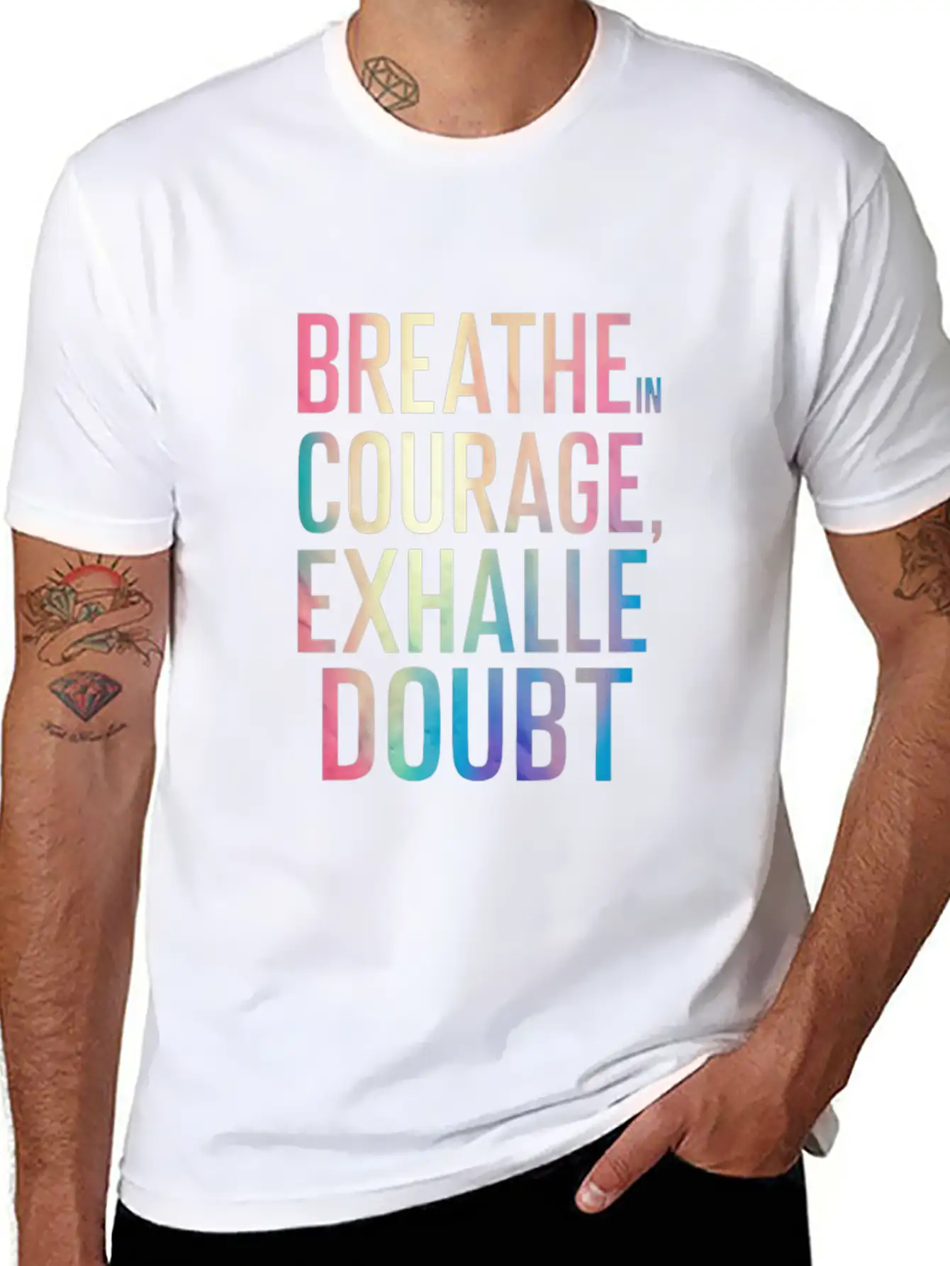 Breathe In Courage Exhale Doubt Essential Cotton Tee For Daily Outfits – Unisex Style
