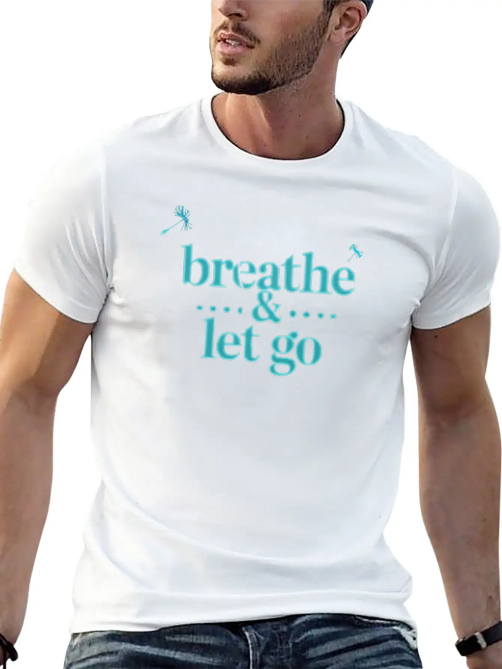 Breathe & Let Go – Calming Minimalist Design Stylish Everyday T-Shirt – Unisex Basic Cotton Tee