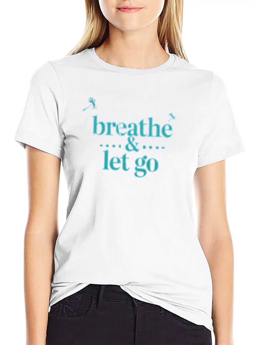 Breathe & Let Go – Calming Minimalist Design Stylish Everyday T-Shirt – Unisex Basic Cotton Tee