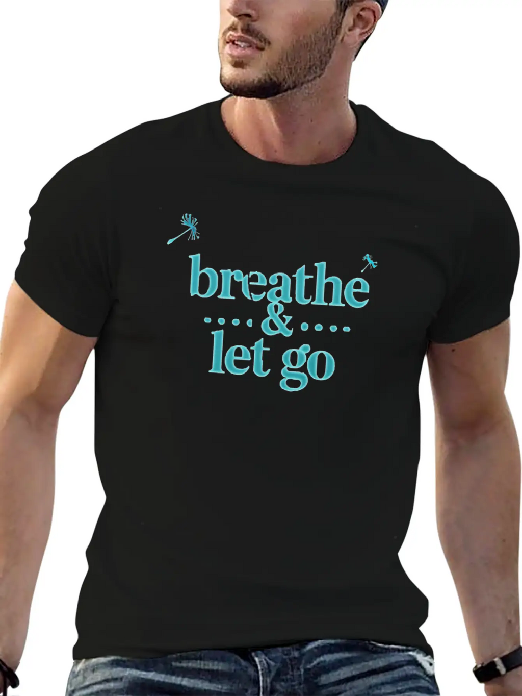 Breathe & Let Go – Calming Minimalist Design Stylish Everyday T-Shirt – Unisex Basic Cotton Tee