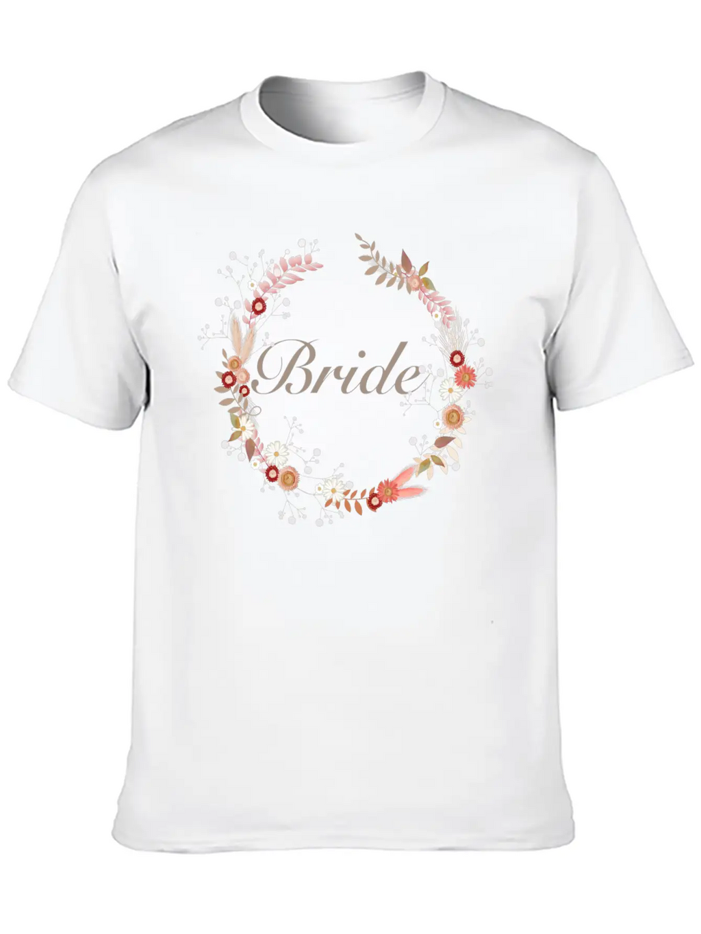 Bridal Wreaths In Delicate Colors With Lettering Stylish Everyday T-Shirt – Unisex Basic Cotton Tee