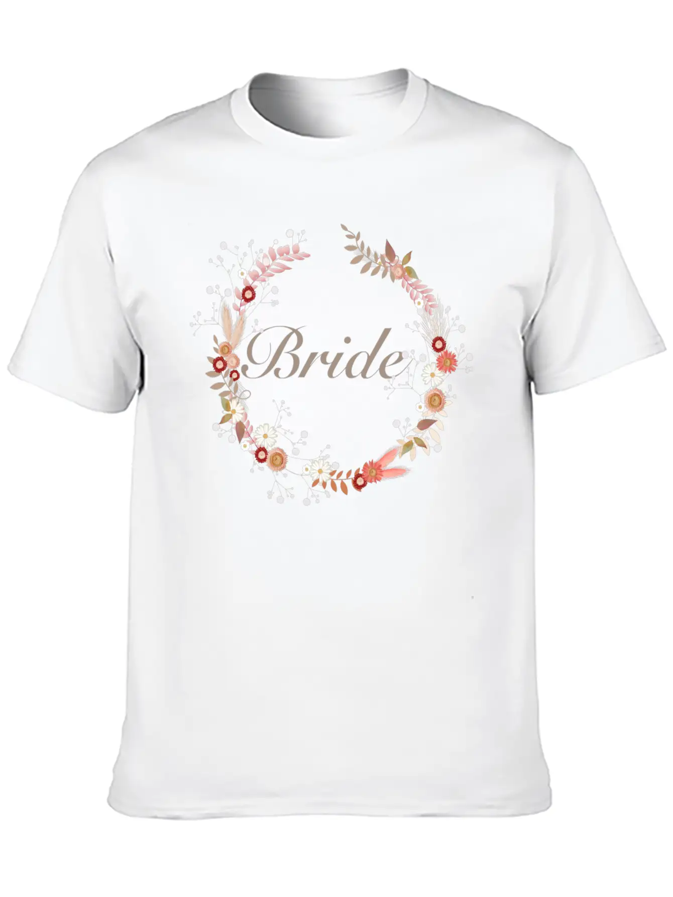 Bridal Wreaths In Delicate Colors With Lettering Stylish Everyday T-Shirt – Unisex Basic Cotton Tee