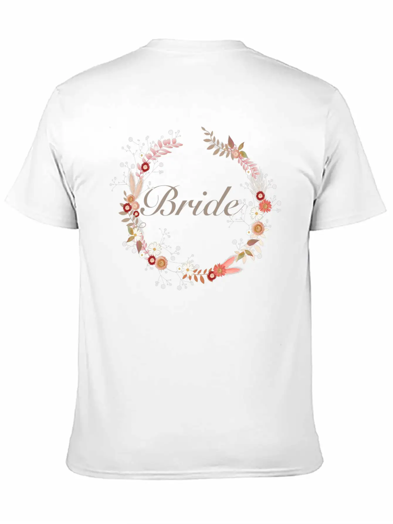 Bridal Wreaths In Delicate Colors With Lettering Stylish Everyday T-Shirt – Unisex Basic Cotton Tee