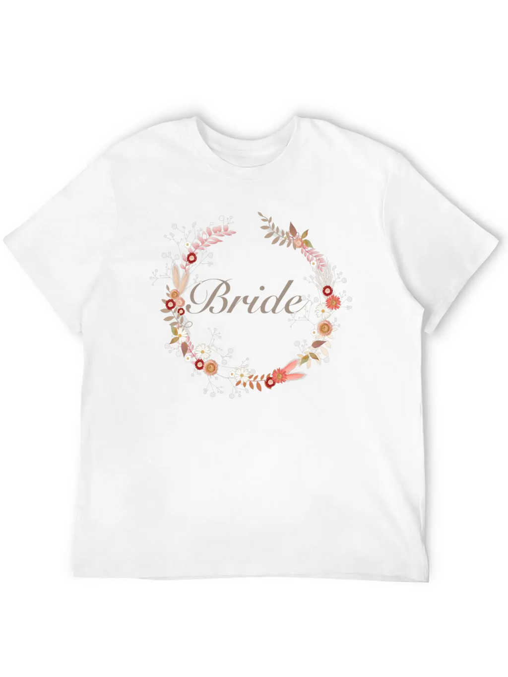 Bridal Wreaths In Delicate Colors With Lettering Stylish Everyday T-Shirt – Unisex Basic Cotton Tee