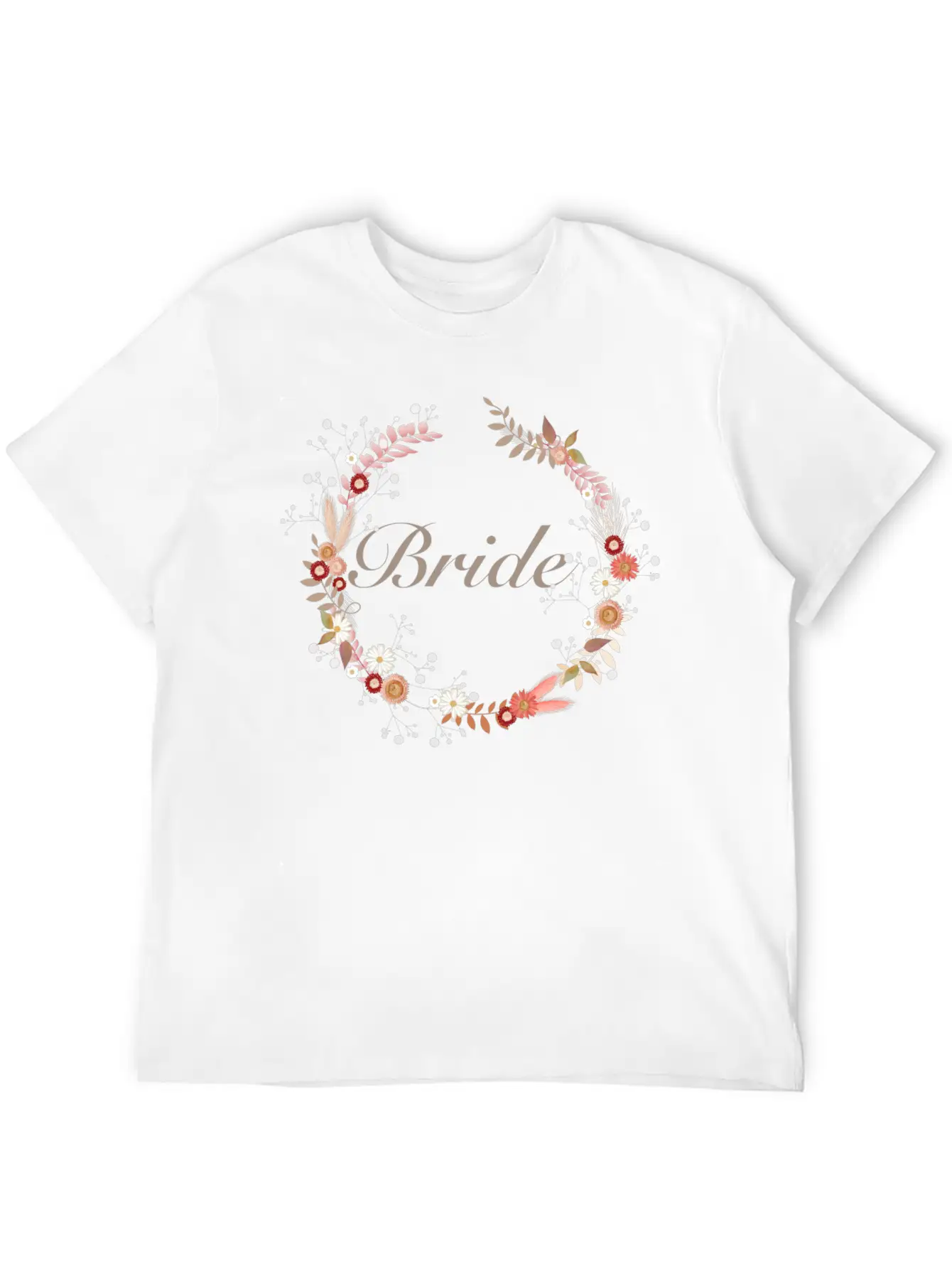 Bridal Wreaths In Delicate Colors With Lettering Stylish Everyday T-Shirt – Unisex Basic Cotton Tee