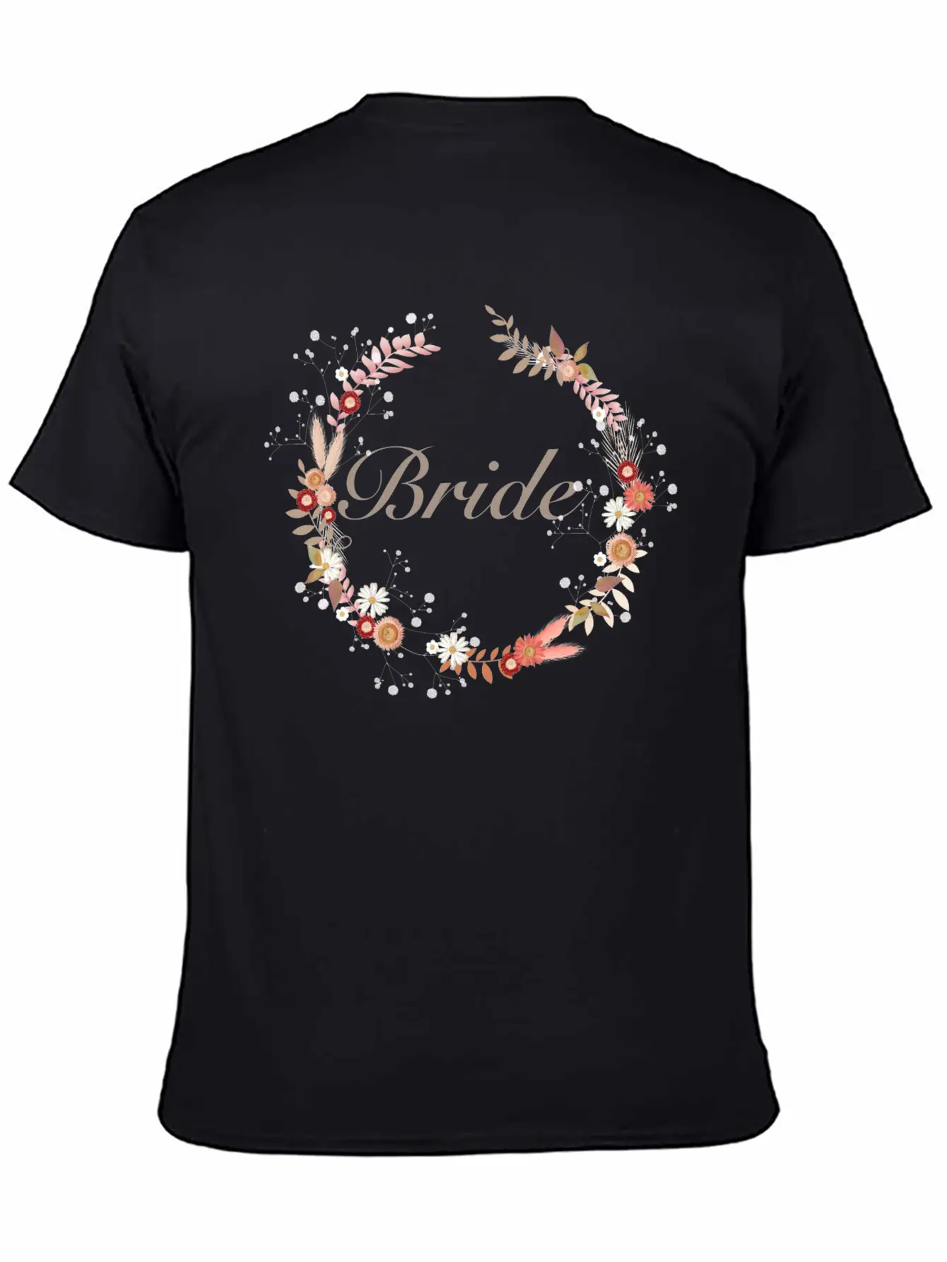 Bridal Wreaths In Delicate Colors With Lettering Stylish Everyday T-Shirt – Unisex Basic Cotton Tee