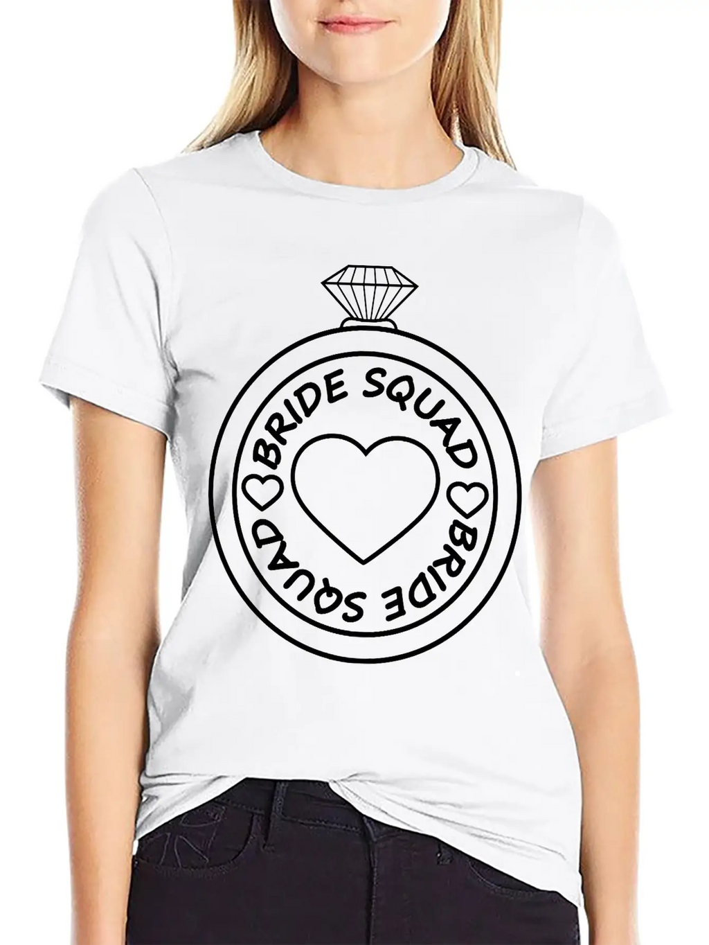 Bride Squad Diamond Ring Jewelry Heart Gold Weddin Unisex Casual T-Shirt – Clean Design For Daily Comfort