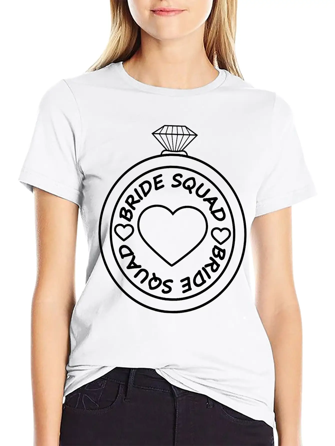 Bride Squad Diamond Ring Jewelry Heart Gold Weddin Unisex Casual T-Shirt – Clean Design For Daily Comfort