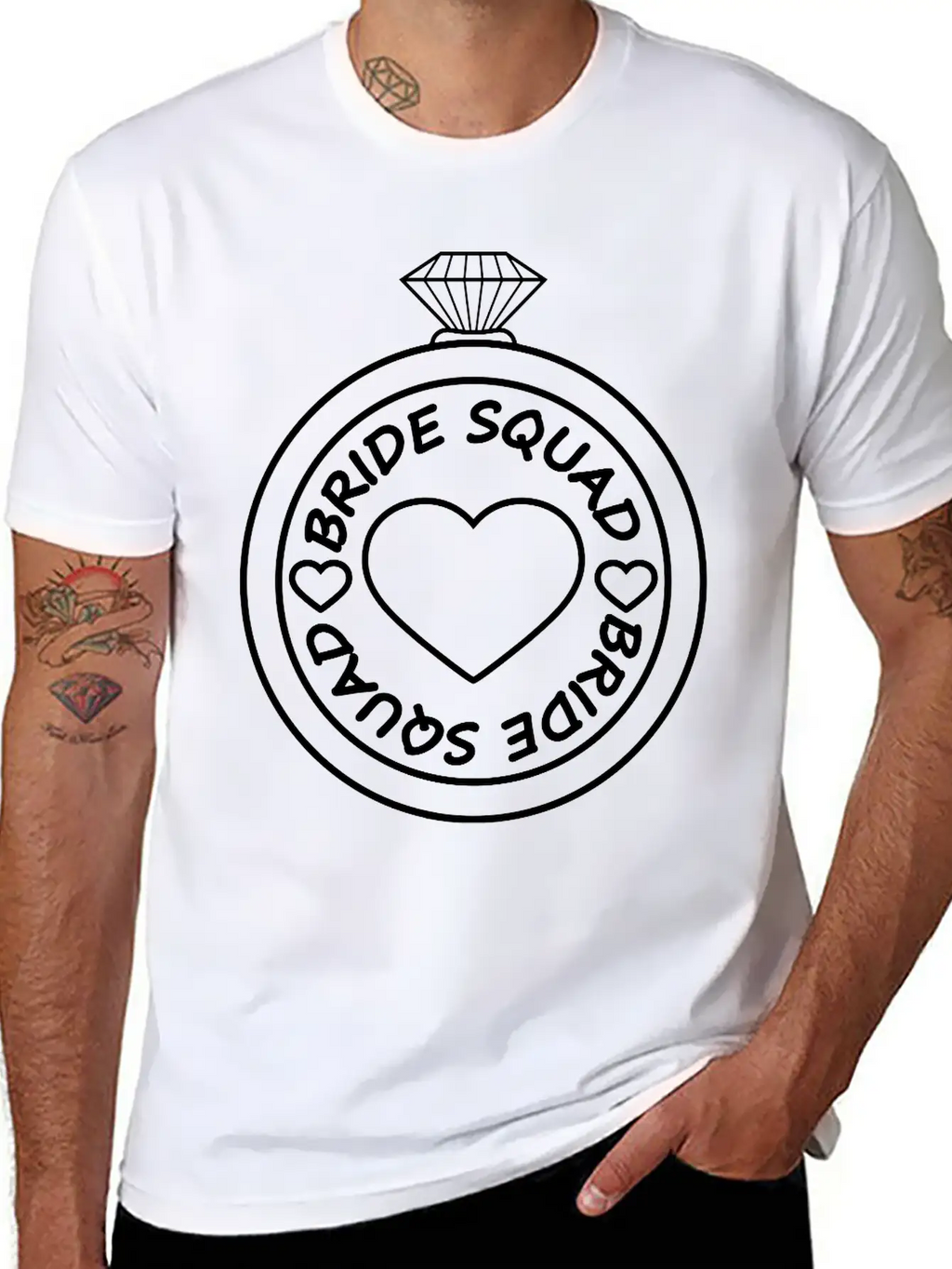 Bride Squad Diamond Ring Jewelry Heart Gold Weddin Unisex Casual T-Shirt – Clean Design For Daily Comfort