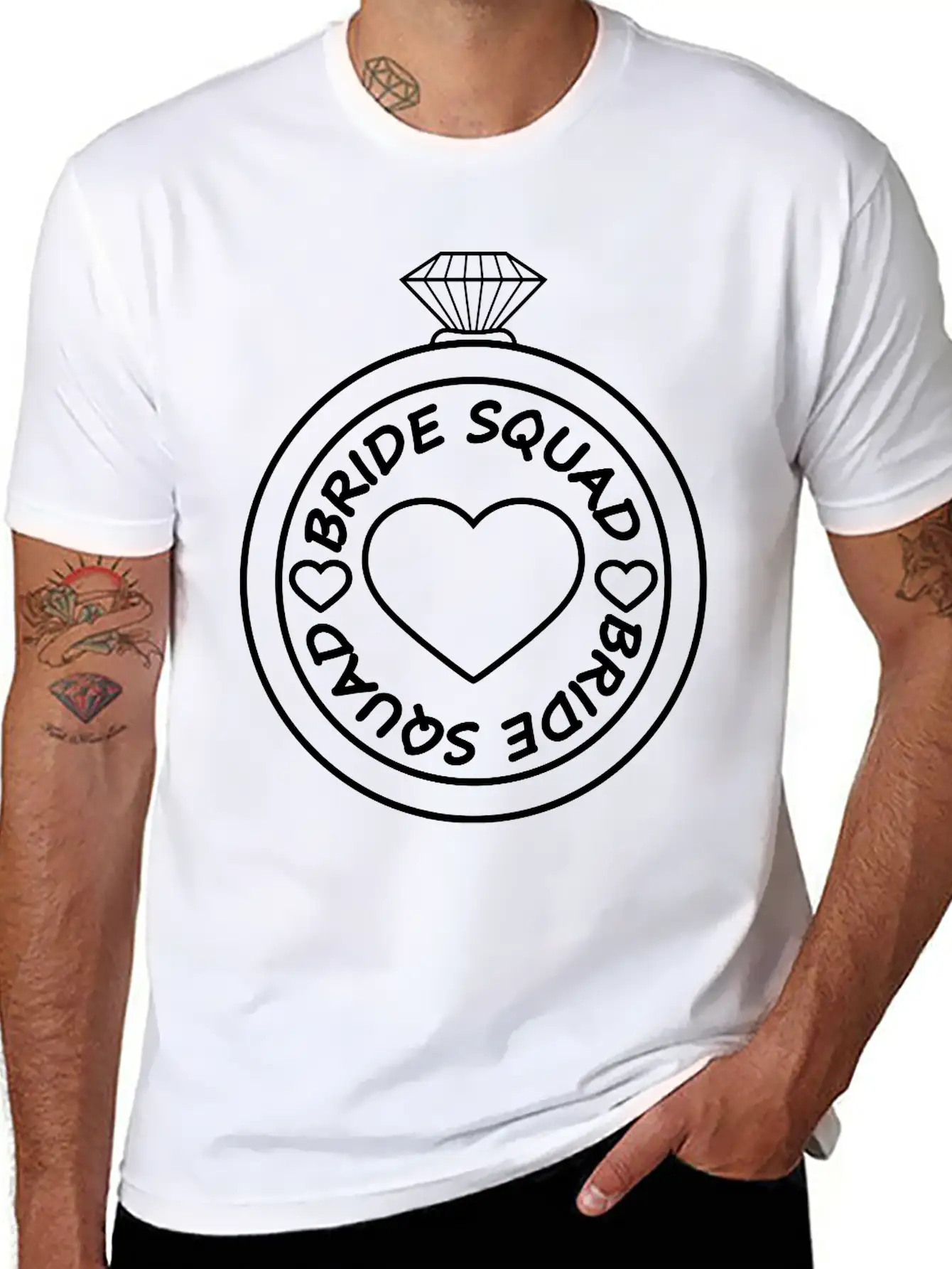 Bride Squad Diamond Ring Jewelry Heart Gold Weddin Unisex Casual T-Shirt – Clean Design For Daily Comfort