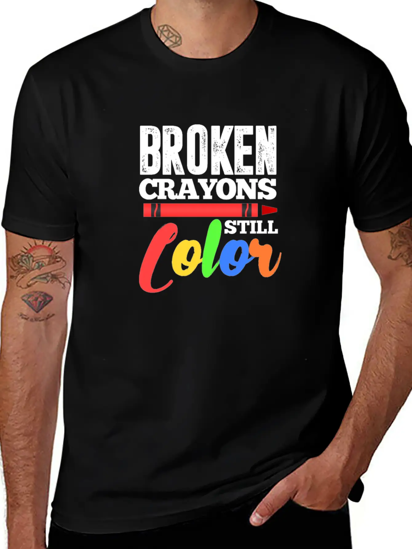 Broken Crayons Still Color Mental Health Awareness Unisex Casual T-Shirt – Clean Design For Daily Comfort