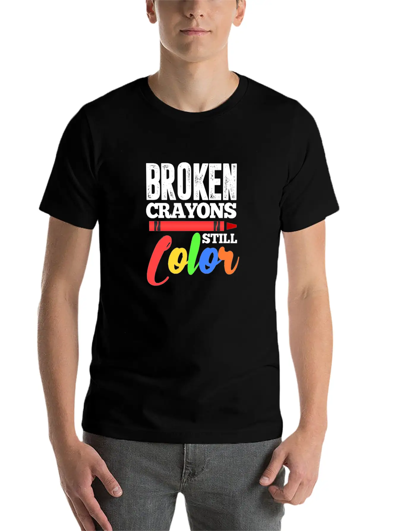 Broken Crayons Still Color Mental Health Awareness Unisex Casual T-Shirt – Clean Design For Daily Comfort