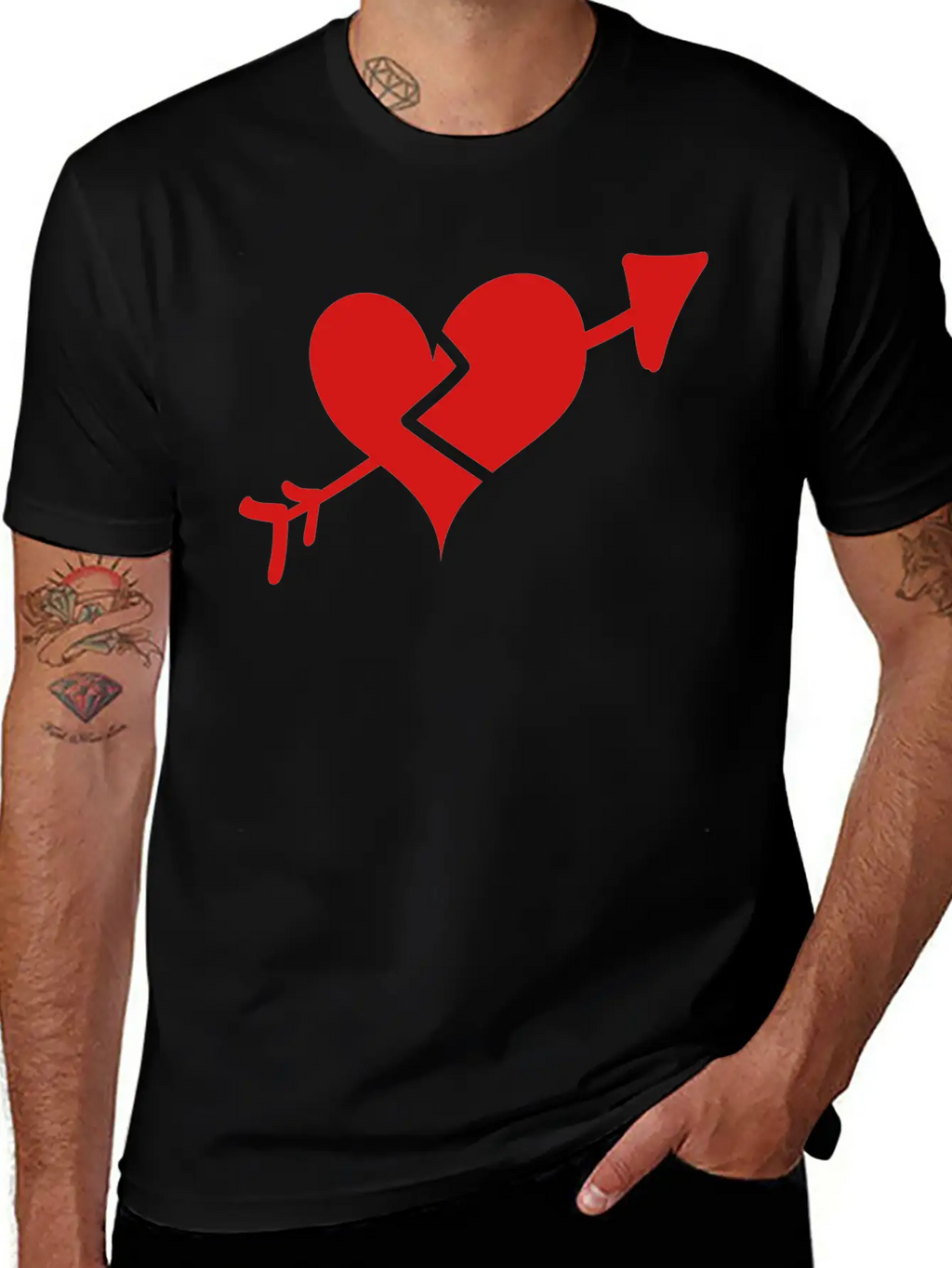 Broken Heart Cupid Arrow Stylish Everyday T-Shirt – Unisex Basic Cotton Tee