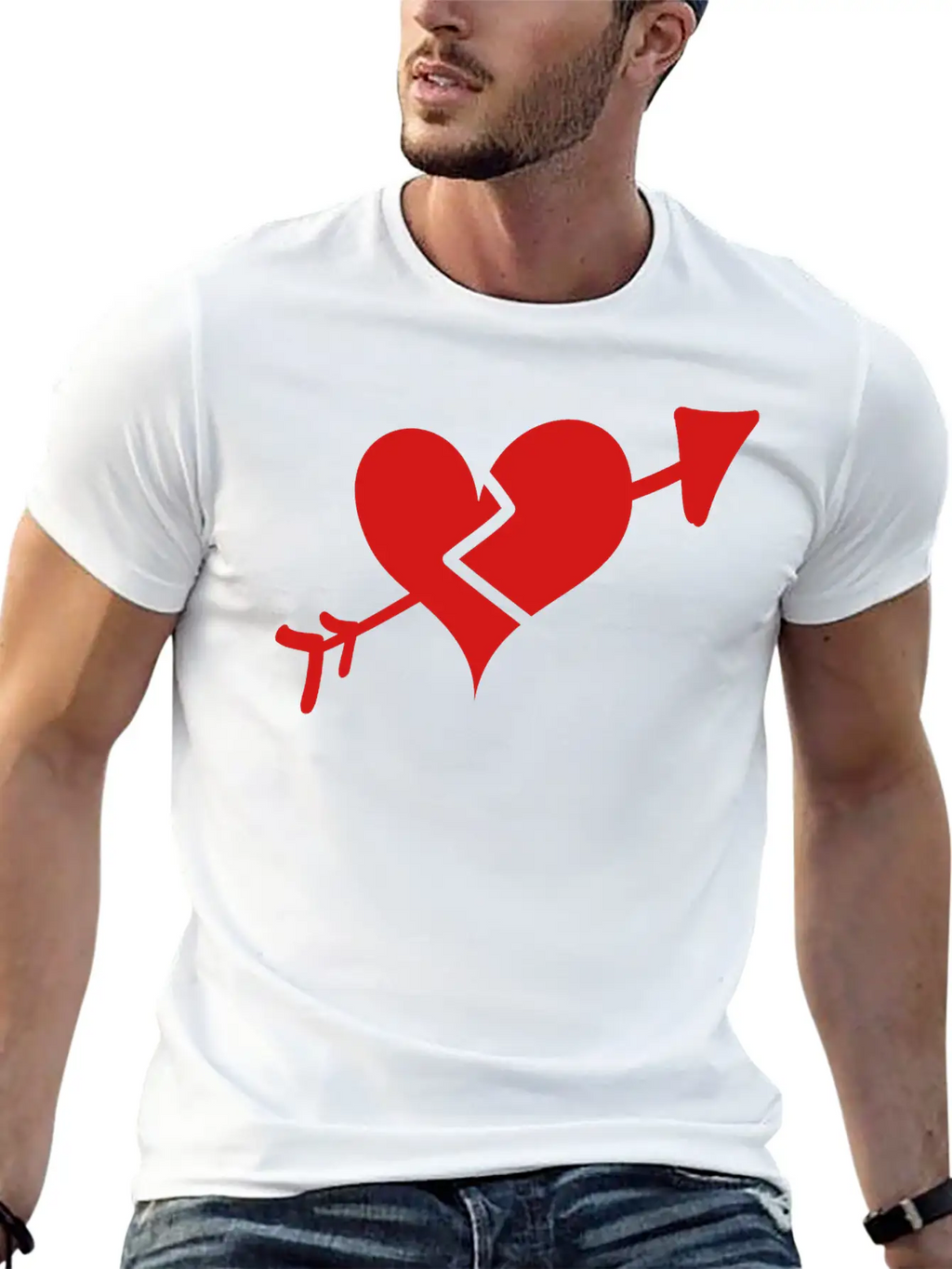Broken Heart Cupid Arrow Stylish Everyday T-Shirt – Unisex Basic Cotton Tee