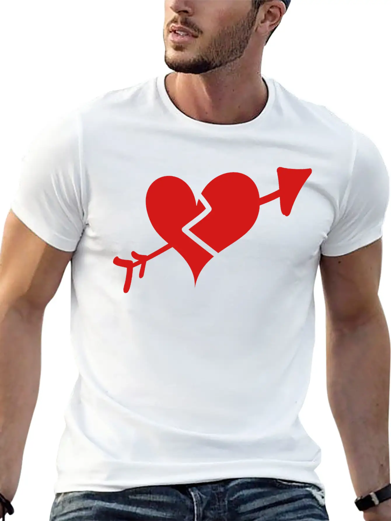 Broken Heart Cupid Arrow Stylish Everyday T-Shirt – Unisex Basic Cotton Tee