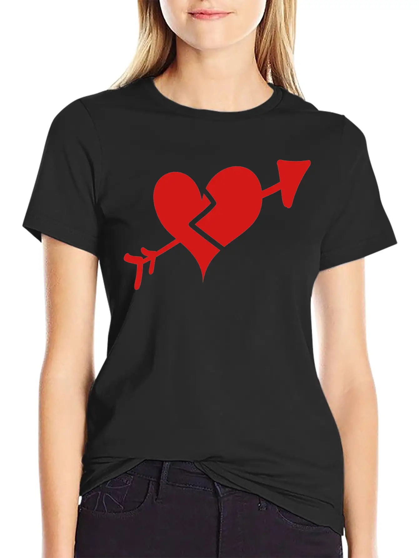Broken Heart Cupid Arrow Stylish Everyday T-Shirt – Unisex Basic Cotton Tee