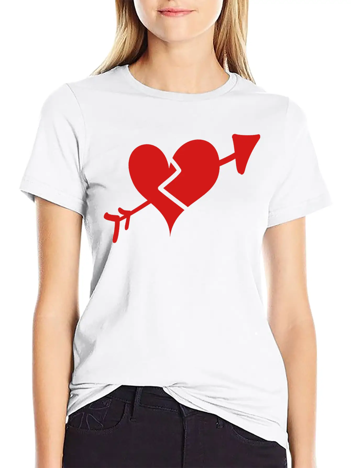 Broken Heart Cupid Arrow Stylish Everyday T-Shirt – Unisex Basic Cotton Tee