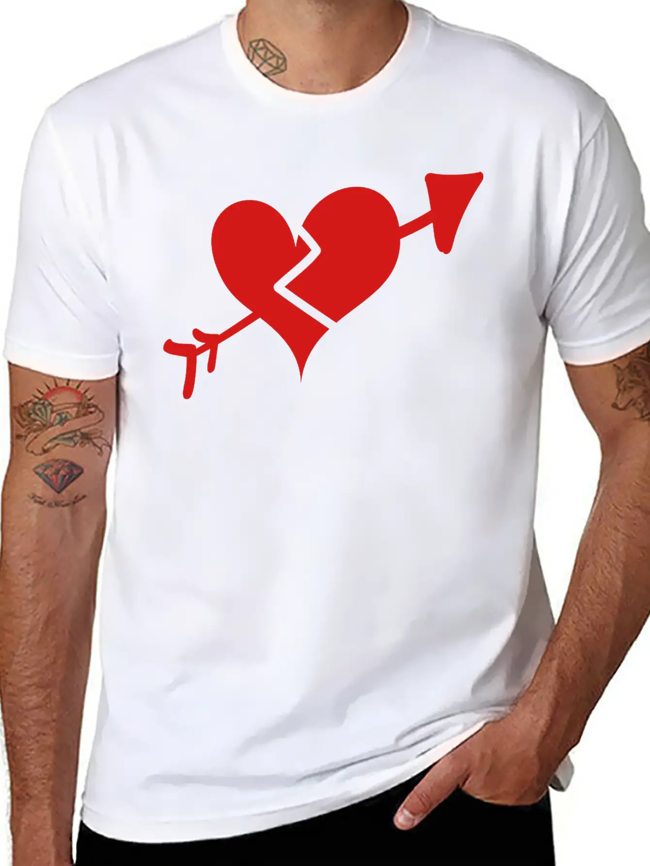 Broken Heart Cupid Arrow Stylish Everyday T-Shirt – Unisex Basic Cotton Tee