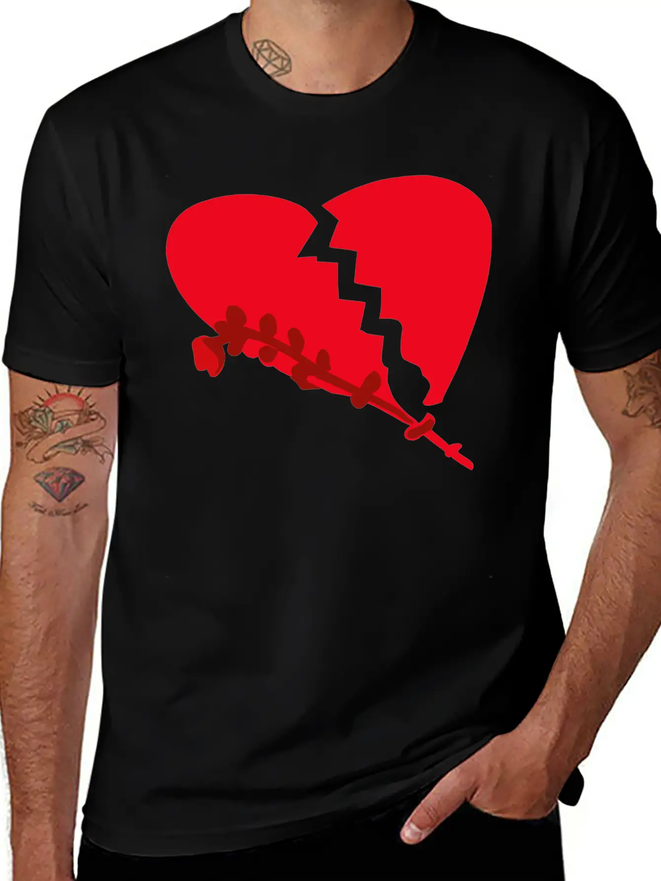 Broken Heart With Wilted Flower Vector 3 Colors Unisex Casual T-Shirt – Clean Design For Daily Comfort