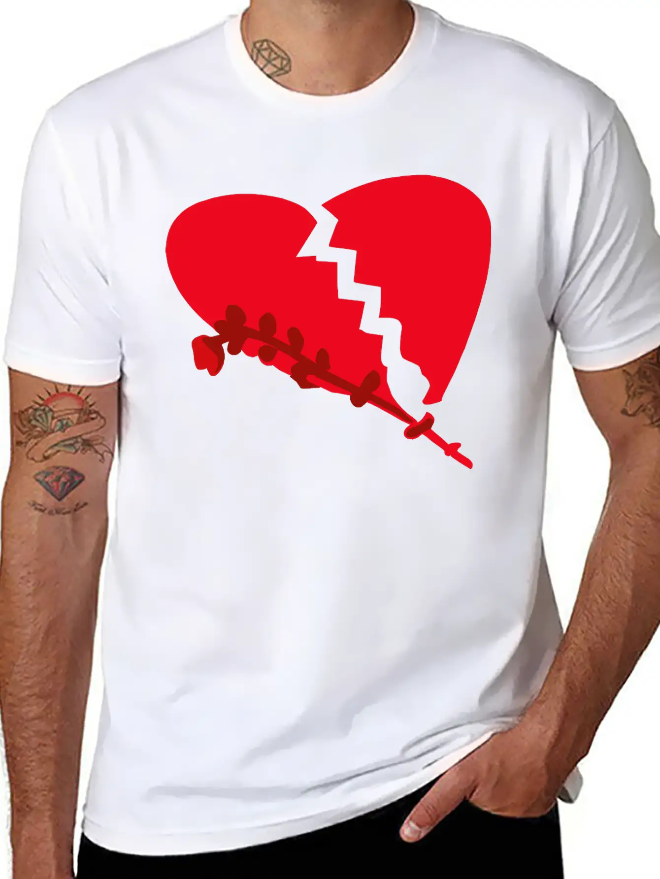 Broken Heart With Wilted Flower Vector 3 Colors Unisex Casual T-Shirt – Clean Design For Daily Comfort