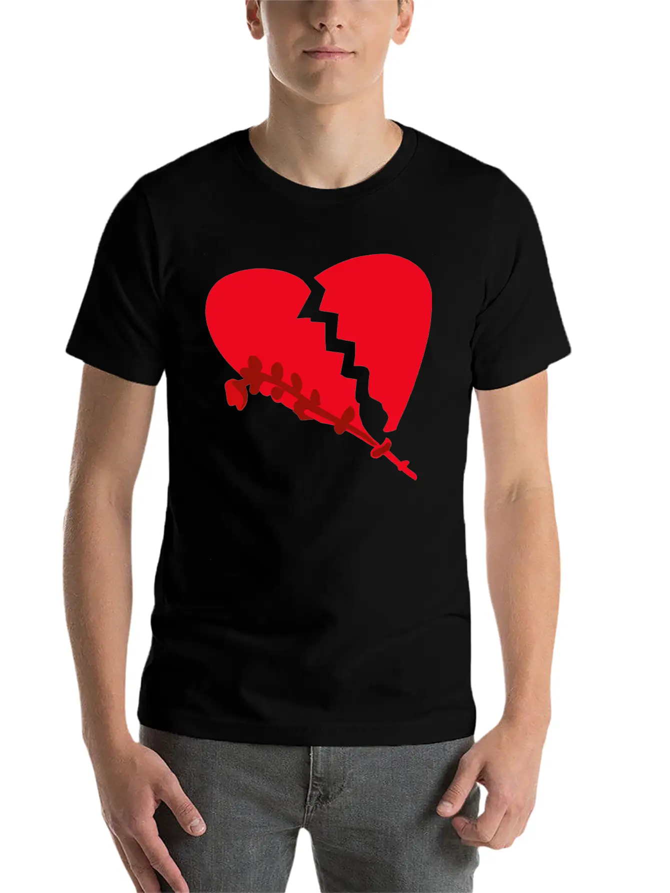 Broken Heart With Wilted Flower Vector 3 Colors Unisex Casual T-Shirt – Clean Design For Daily Comfort