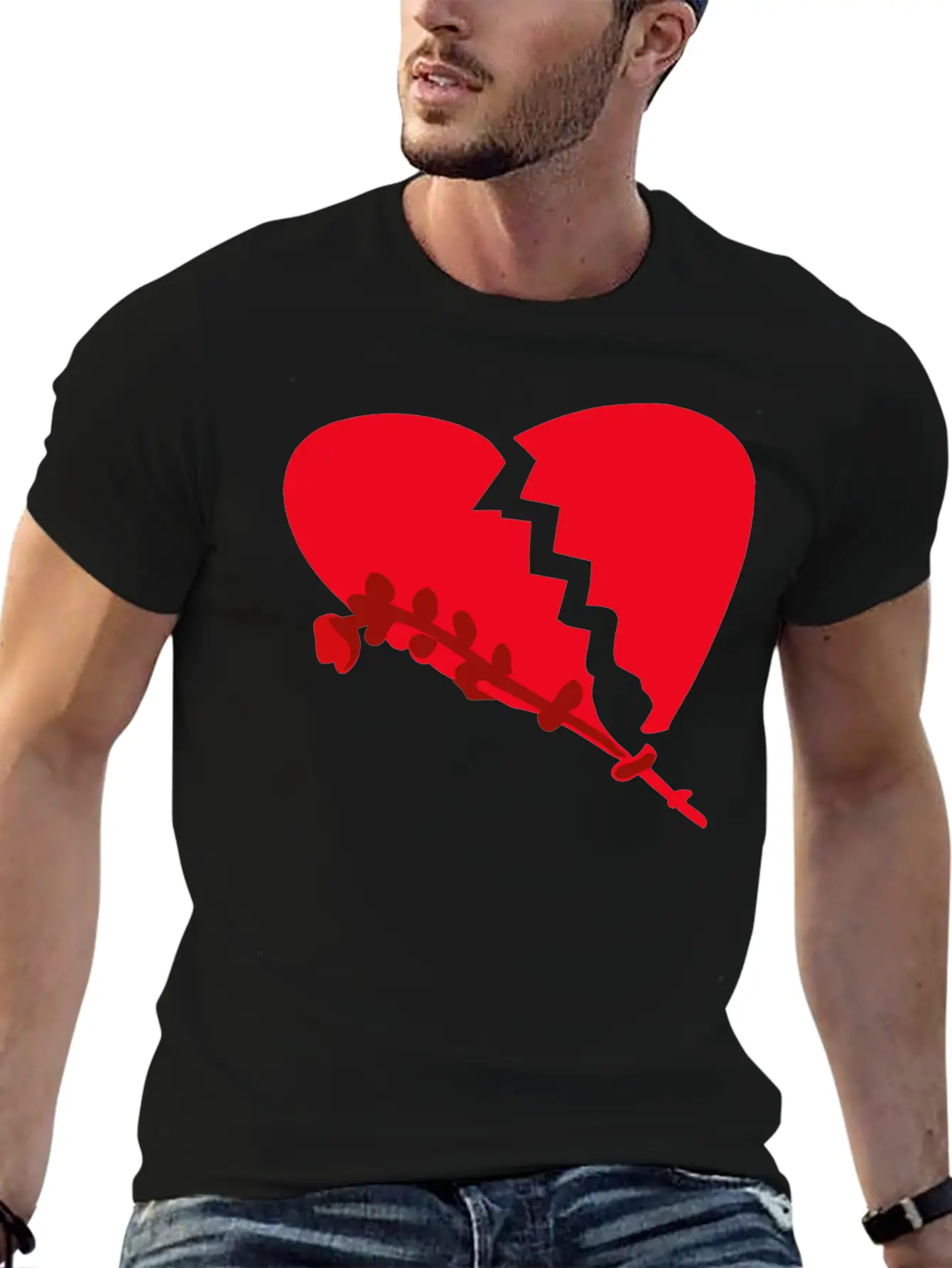Broken Heart With Wilted Flower Vector 3 Colors Unisex Casual T-Shirt – Clean Design For Daily Comfort