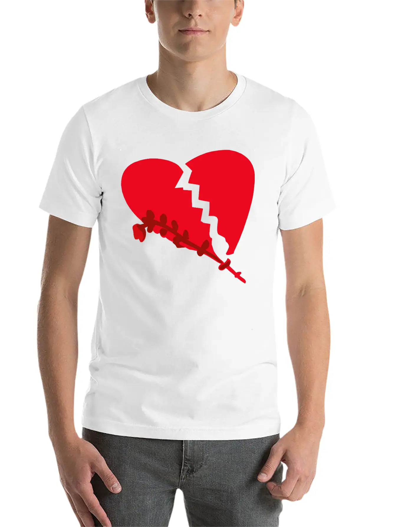 Broken Heart With Wilted Flower Vector 3 Colors Unisex Casual T-Shirt – Clean Design For Daily Comfort