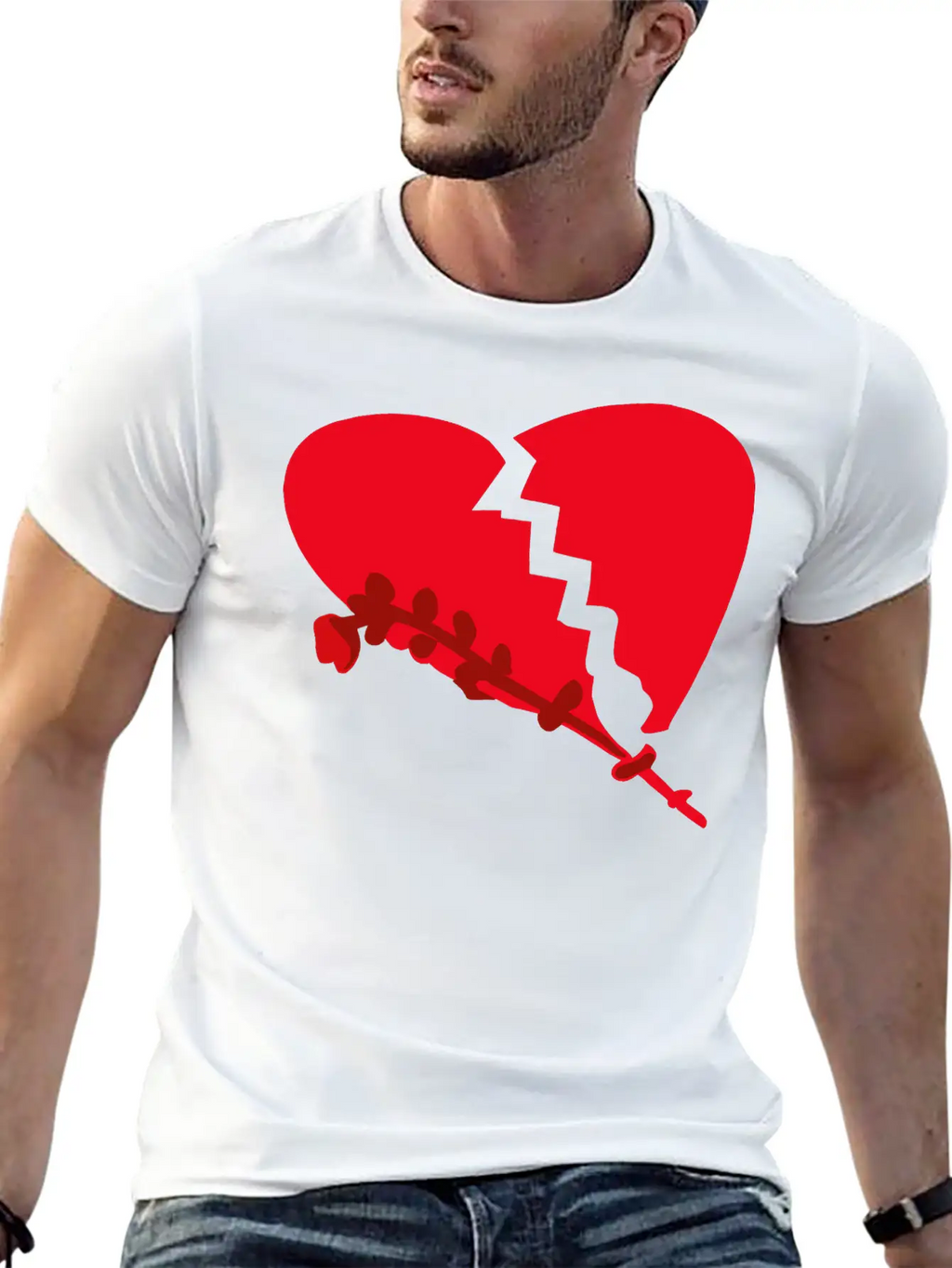 Broken Heart With Wilted Flower Vector 3 Colors Unisex Casual T-Shirt – Clean Design For Daily Comfort