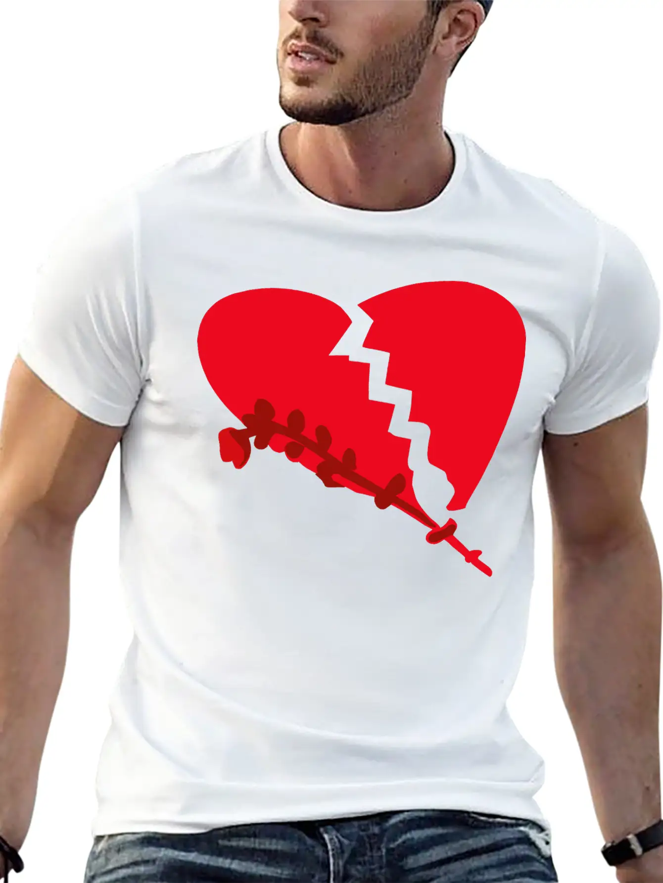 Broken Heart With Wilted Flower Vector 3 Colors Unisex Casual T-Shirt – Clean Design For Daily Comfort