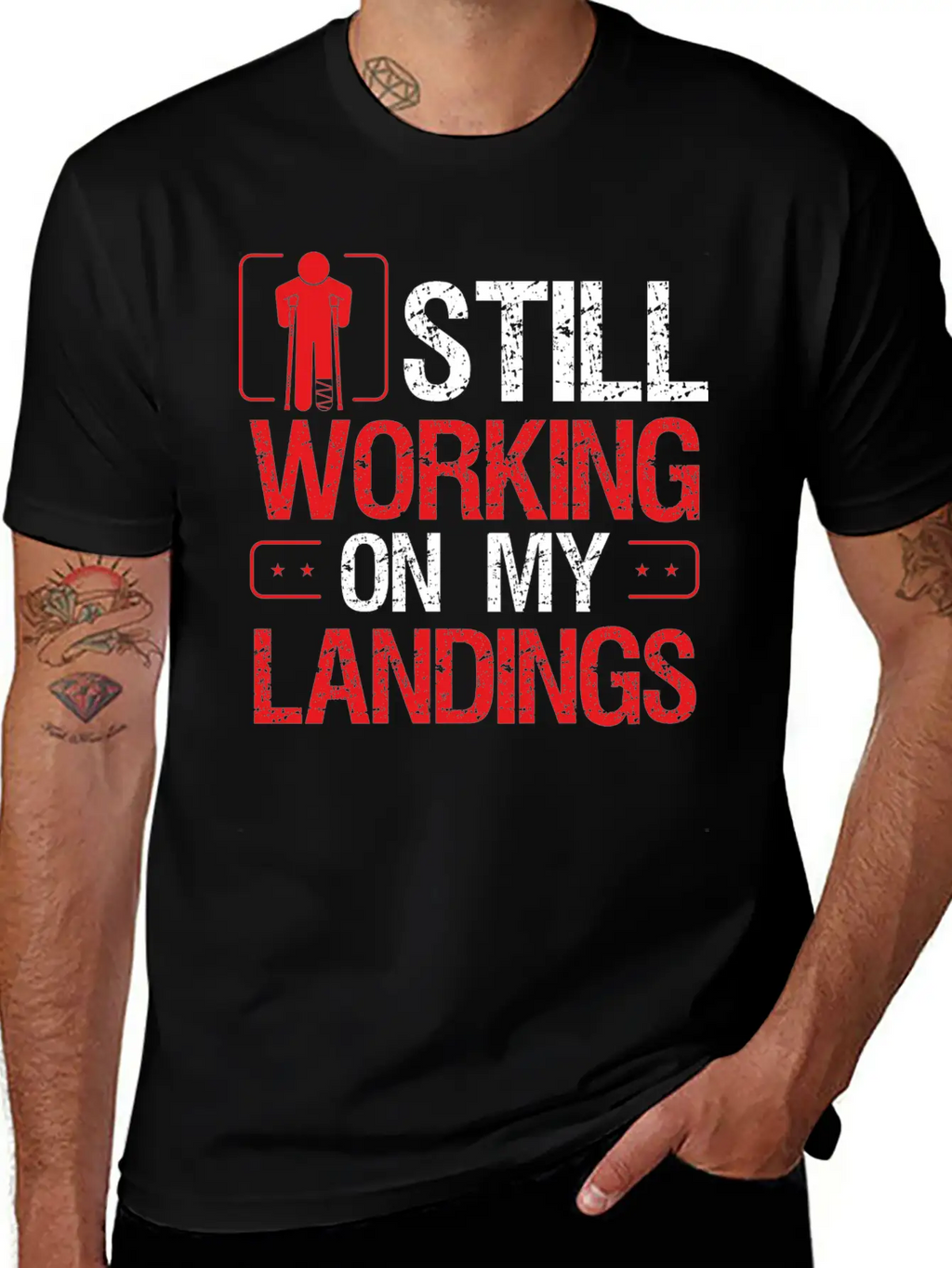 Broken Leg Survivor Humor On My Landings Funny Essential Cotton Tee For Daily Outfits – Unisex Style