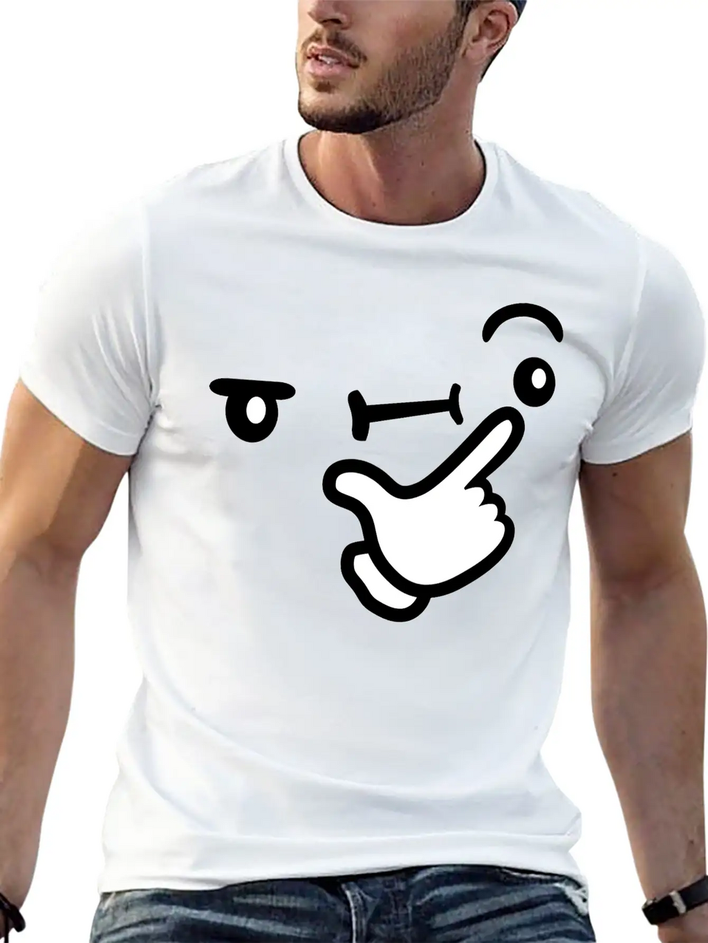 Brooding Face Thoughtful Breathable Soft Cotton T-Shirt – Timeless Casual Look