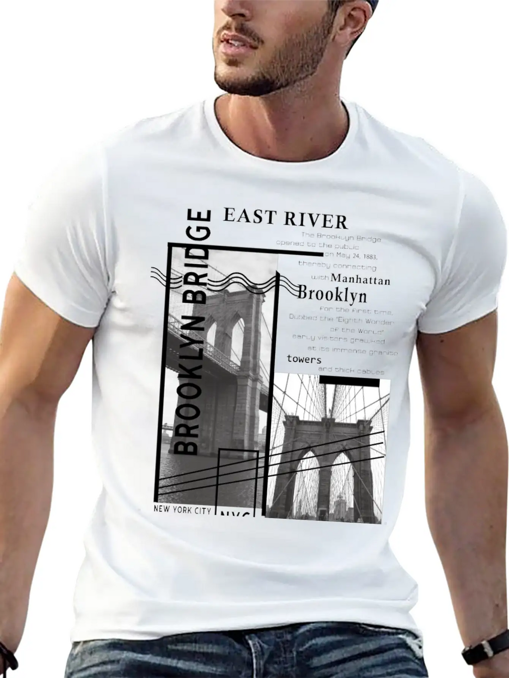 Brooklyn Bridge Essential Cotton Tee For Daily Outfits – Unisex Style