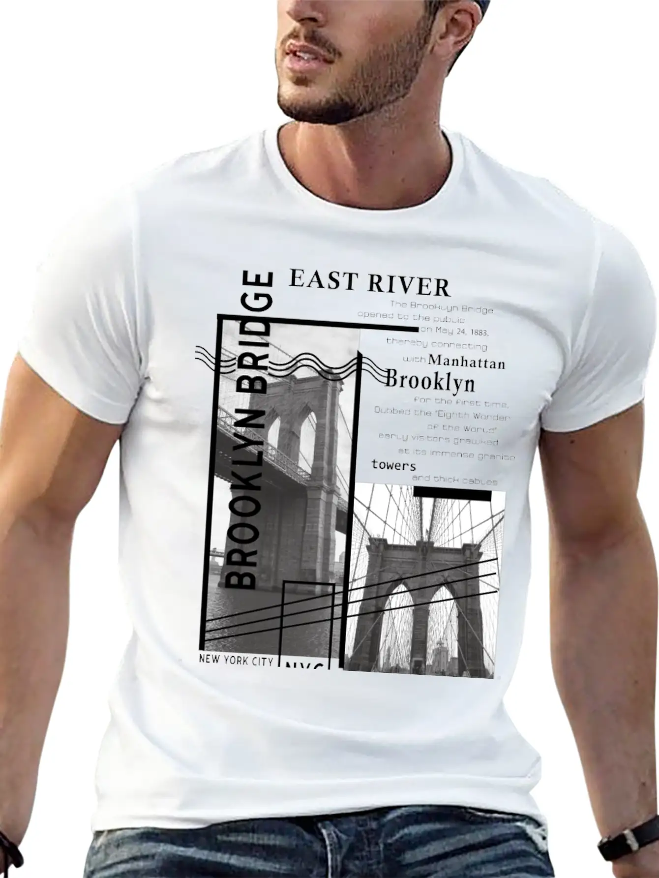 Brooklyn Bridge Essential Cotton Tee For Daily Outfits – Unisex Style