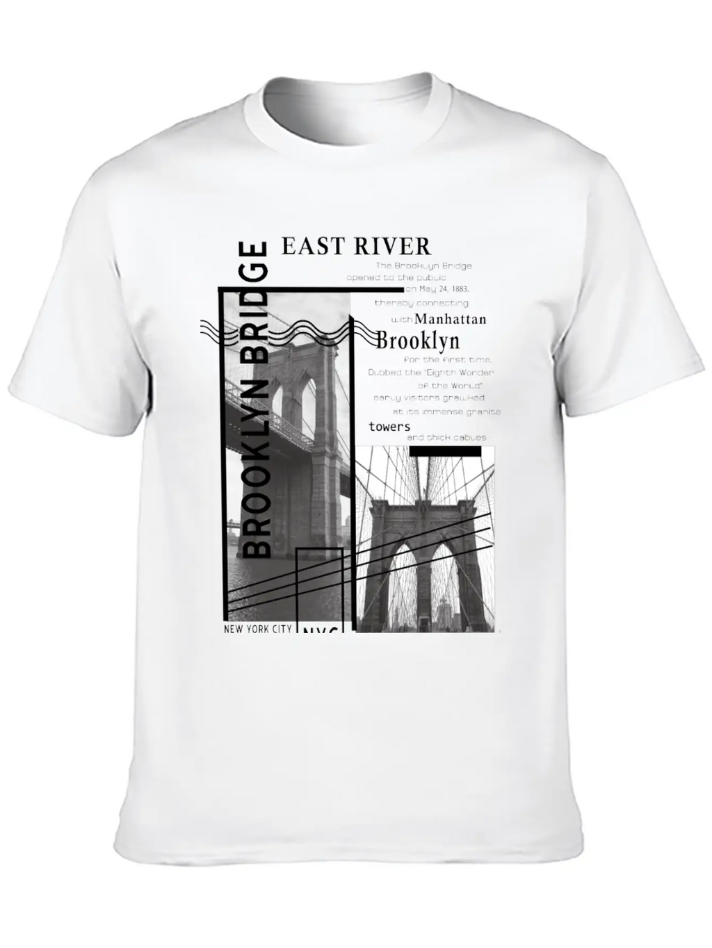 Brooklyn Bridge Essential Cotton Tee For Daily Outfits – Unisex Style