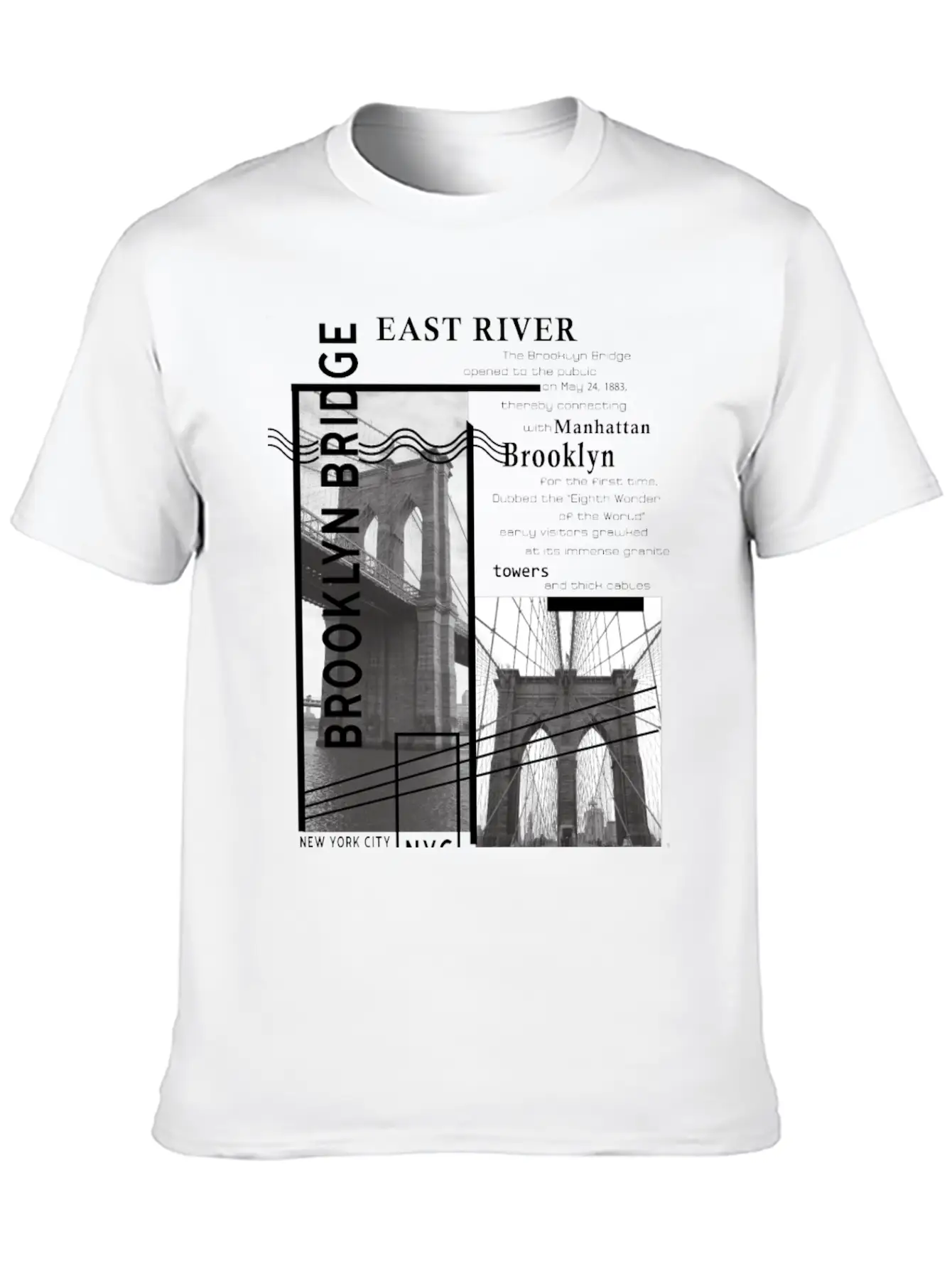 Brooklyn Bridge Essential Cotton Tee For Daily Outfits – Unisex Style