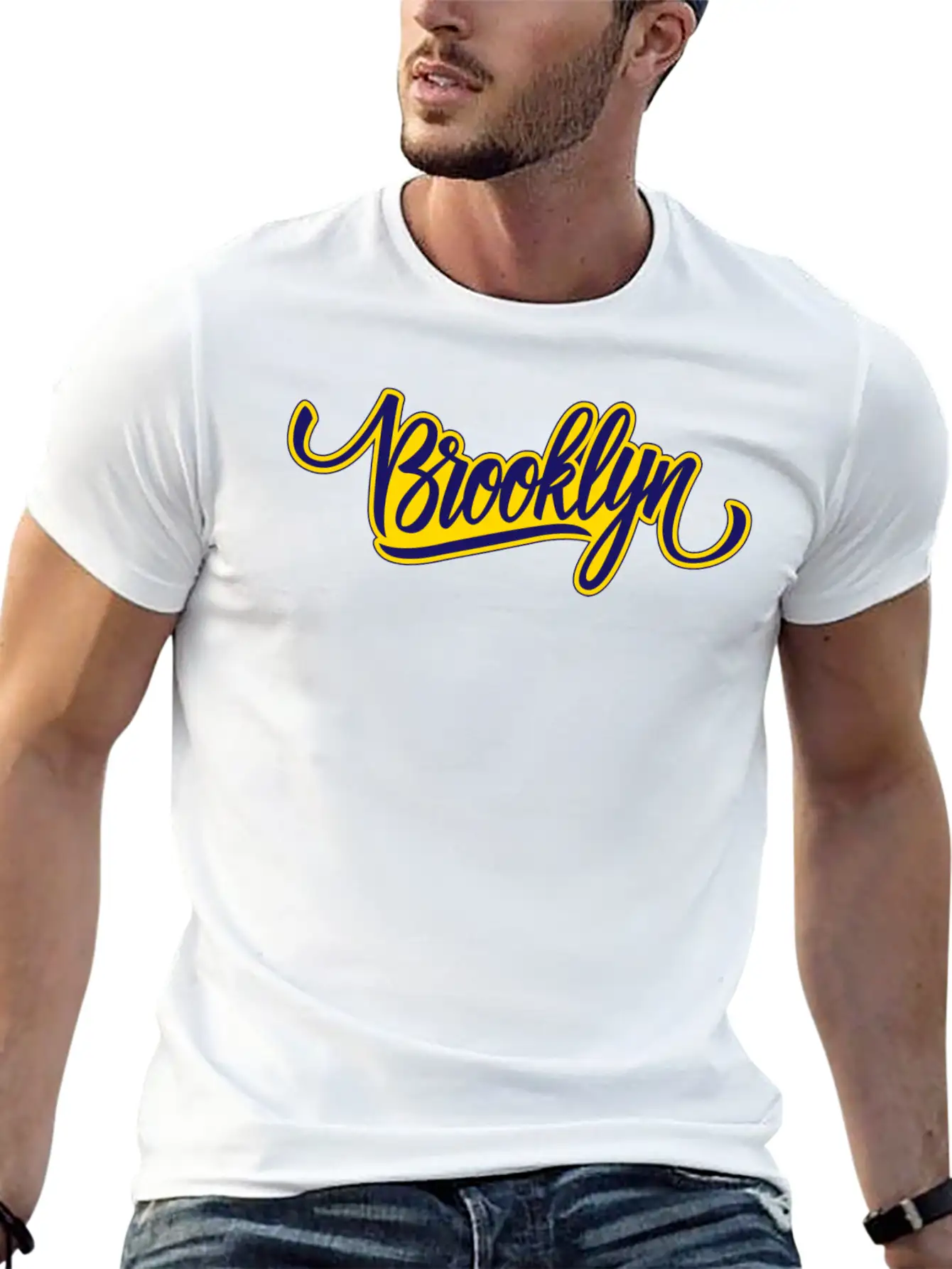 Brooklyn Typography Cursive Green Unisex Short Sleeve Soft Cotton T-Shirt – Casual Everyday Wear